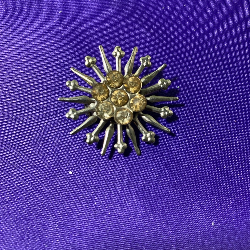 Vintage Silver and Gold Starburst Brooch 1950s